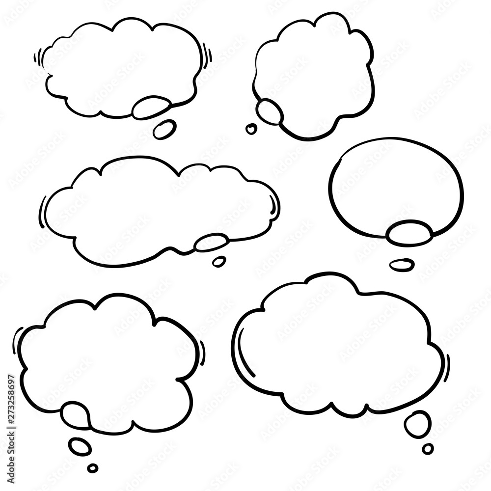 handdrawn think bubble for social network, app, wallpaper and poster with creative cartoon style.vector handdrawn think bubble for social network, app, wallpaper and poster with creative cartoon style.vector