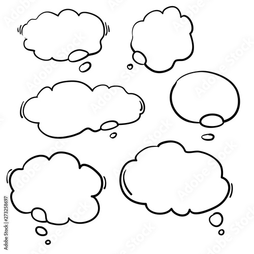 handdrawn think bubble for social network, app, wallpaper and poster with creative cartoon style.vector