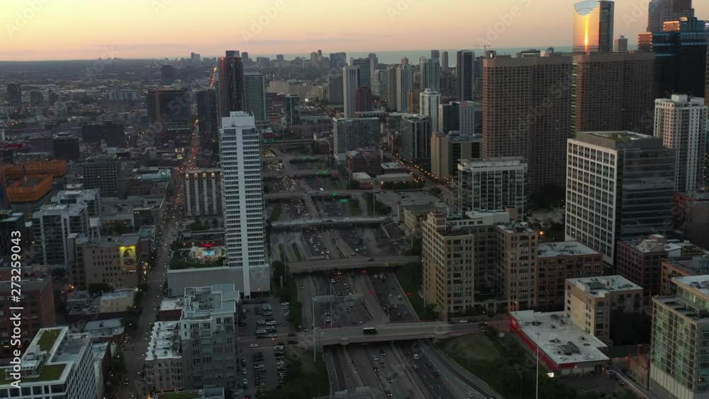 Chicago West Loop at Rush Hour - Aerial View Chicago West Loop at Rush Hour - Aerial View