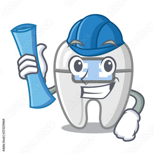Architect braces isolated with in the cartoon