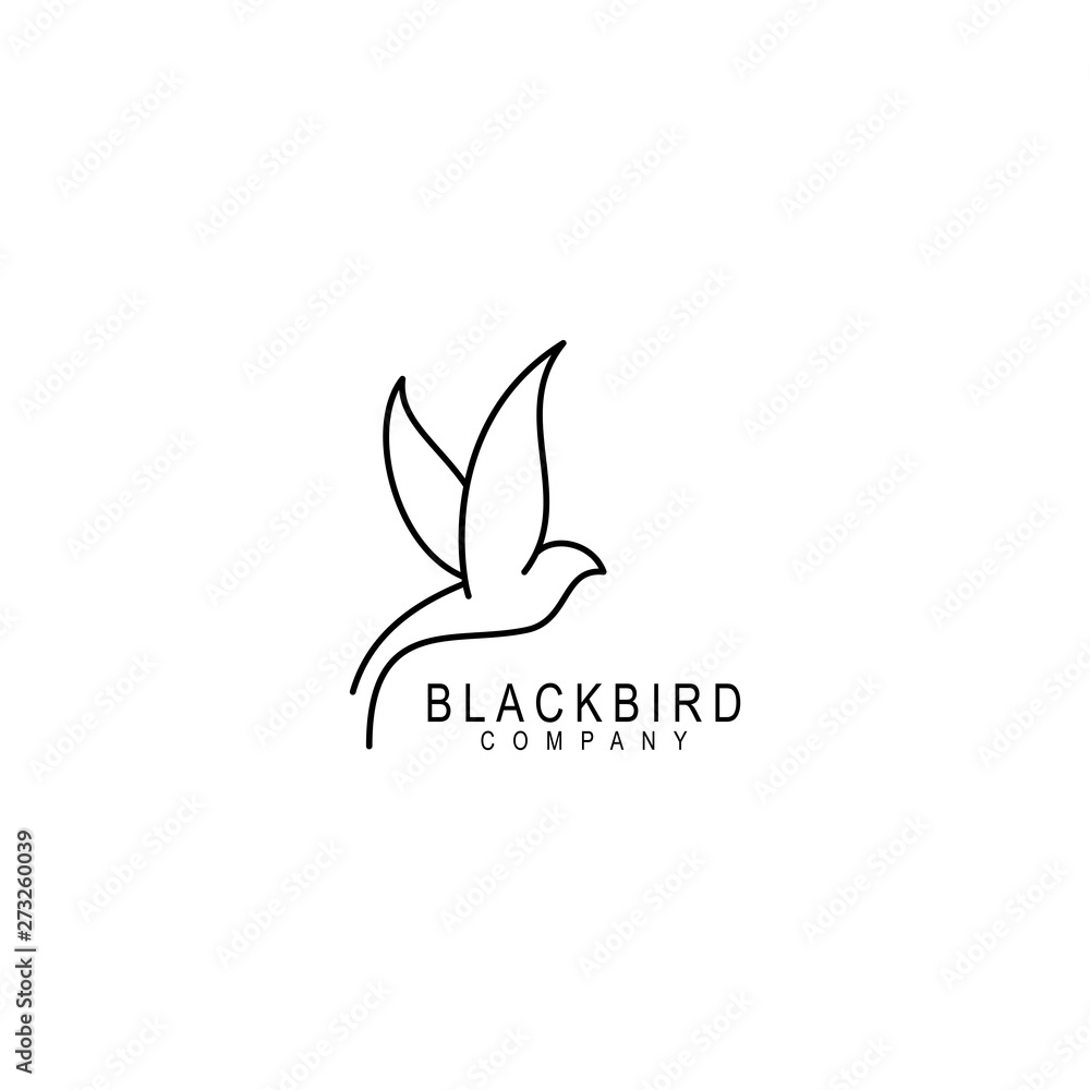 bird logo vector line outline monoline art icon - Vector bird logo vector line outline monoline art icon - Vector