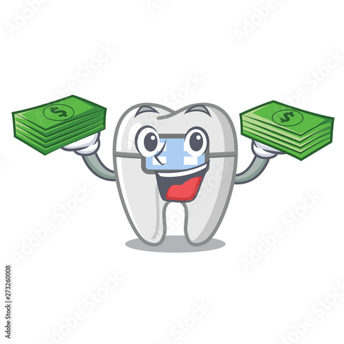 With money bag braces in the a cartoon shape