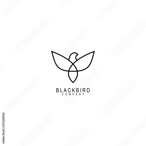 bird logo vector line outline monoline art icon - Vector