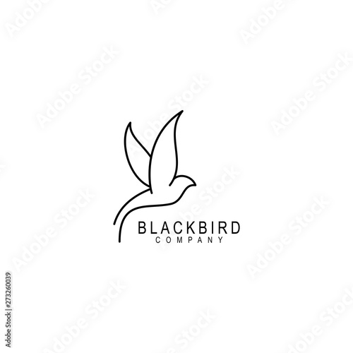 bird logo vector line outline monoline art icon - Vector