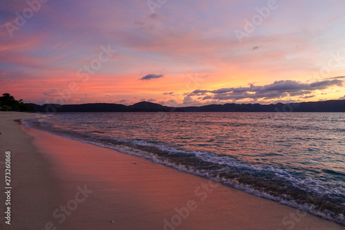 Beautiful beach sunset near Coron  Philippines