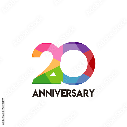 20 Year Anniversary Simple Vector Template Design Illustration