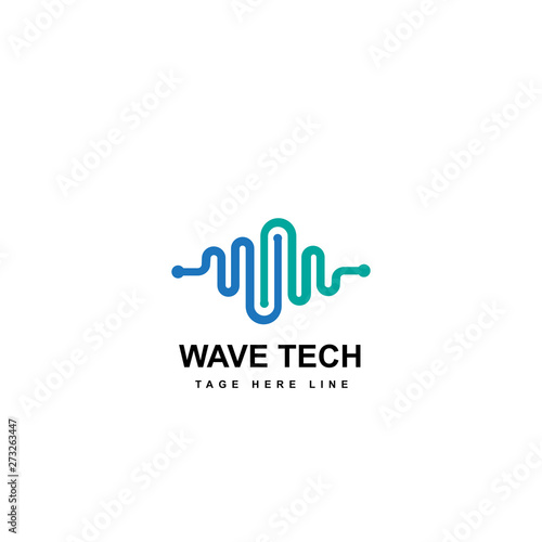wave tech logo template © mr