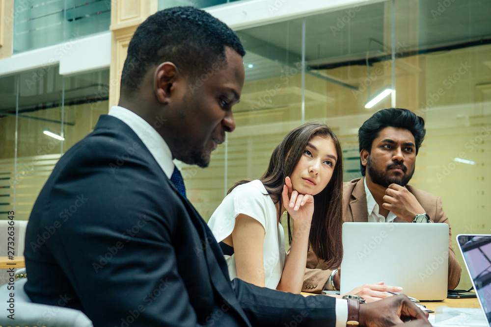 indian ,korean , afro-american businessman businesswoman work in modern background indian ,korean , afro-american businessman businesswoman work in modern background