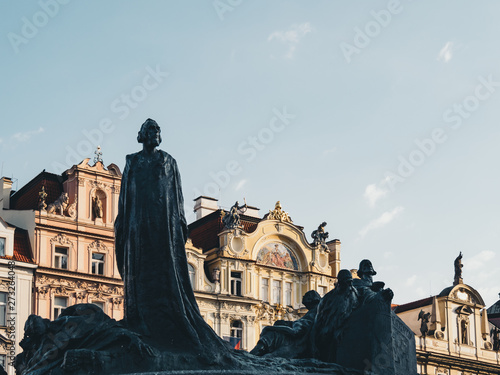 Jan Hus Memorial at Old Town Square in Prague photo