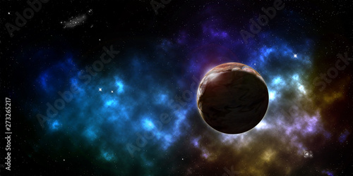 Fototapeta Naklejka Na Ścianę i Meble -  宇宙空間の星雲と惑星