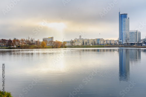 Embankment of Svisloch River in center of Minsk. Belarus