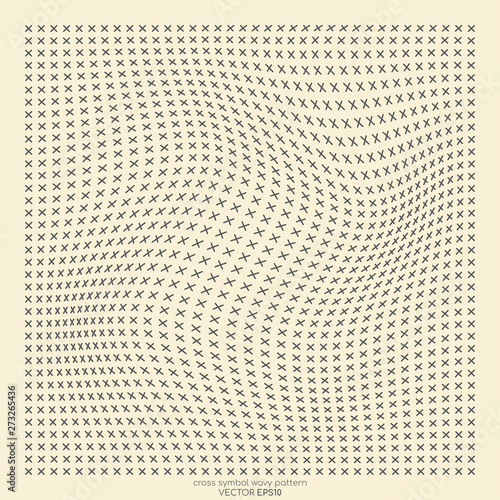 Halftone waves pattern of crossing plus symbol old white background