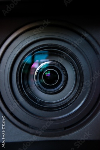 video camera lens close up