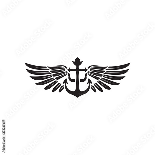 Anchor wings logo design vector template