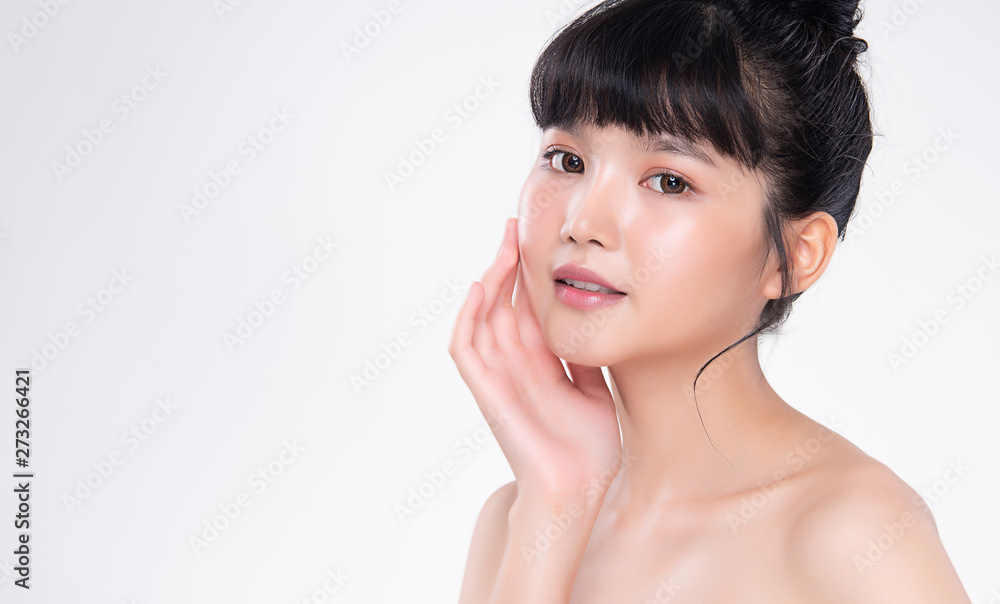 Beautiful Young Asian Woman with Clean Fresh Skin,