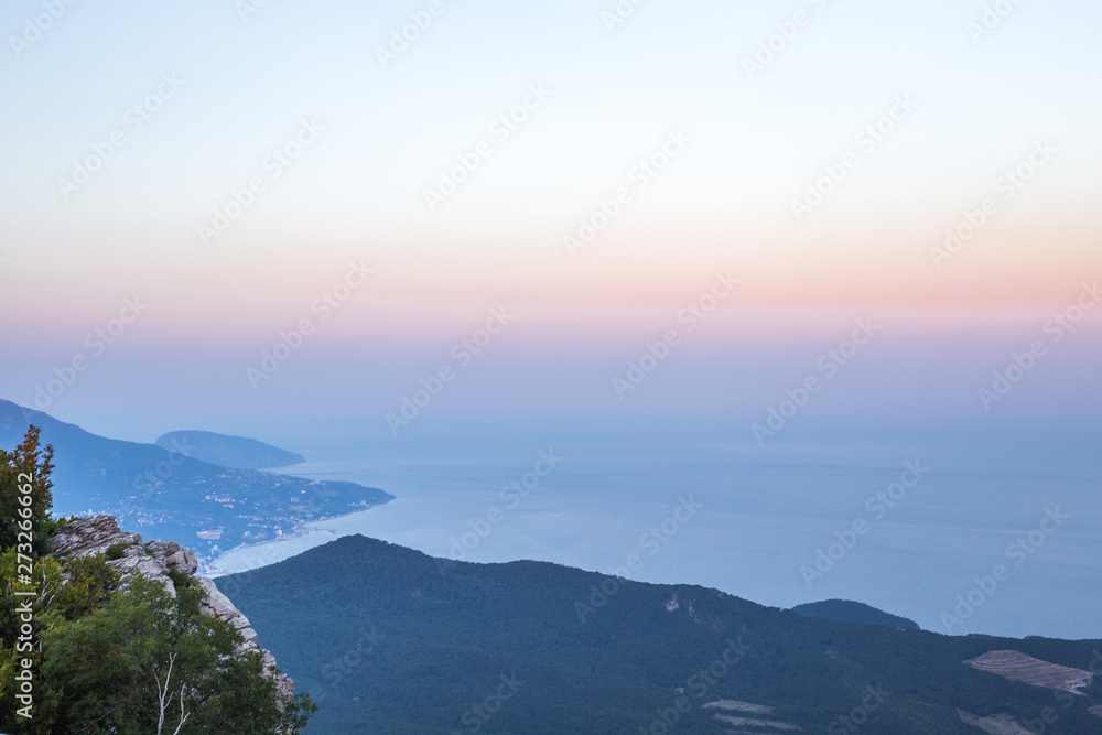 beautiful sunrise over the sea from Mount Ai-Petri in Crimea