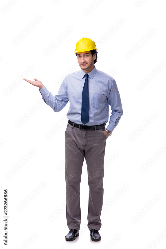 Young male architect isolated on white Young male architect isolated on white