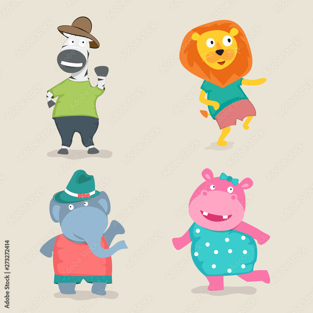 Set of animal characters.