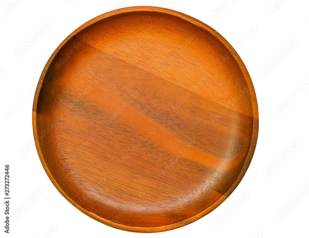 Wooden plate dish circle top view isolated on white background Wooden plate dish circle top view isolated on white background
