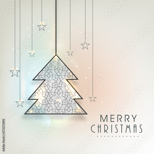 Poster for Merry Christmas with holly tree.