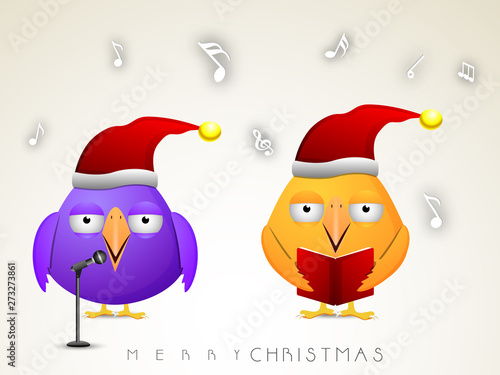 Concept of celebrating Christmas with cartoon.