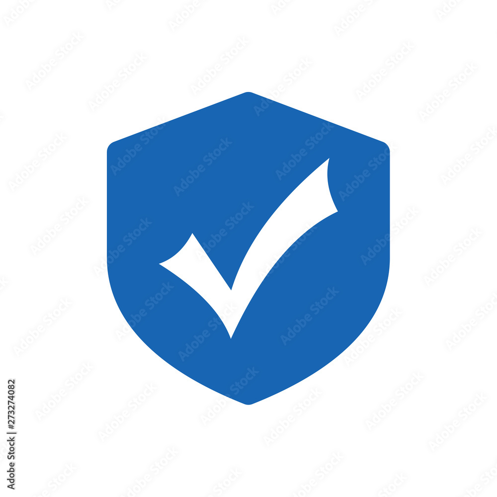Security with check mark icon vector illustration. Protect scurity symbol. Shield logo design template Security with check mark icon vector illustration. Protect scurity symbol. Shield logo design template