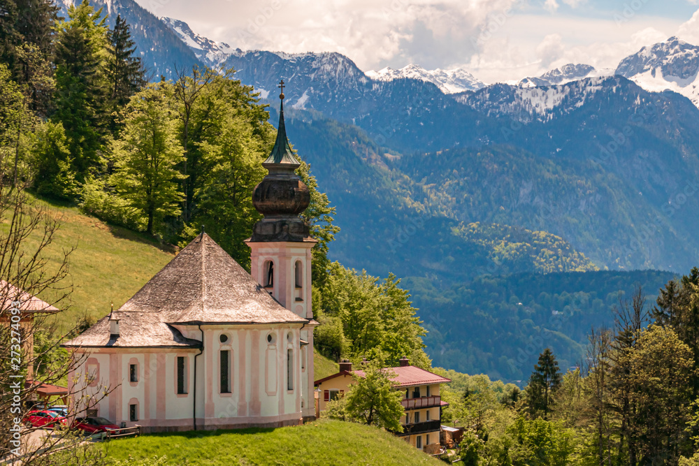 Beautiful alpine view with the famous pilgrimage church Maria Gern near Berchtesgaden - Bavaria - Germany