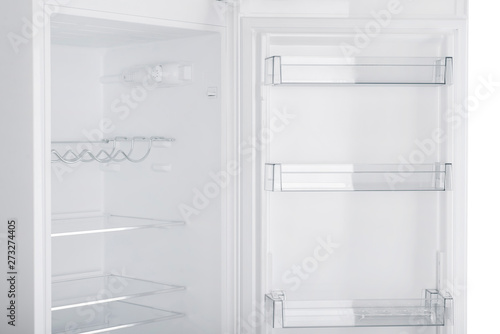 Refrigerator Isolated on White Background. Modern Kitchen and Domestic Major Appliances