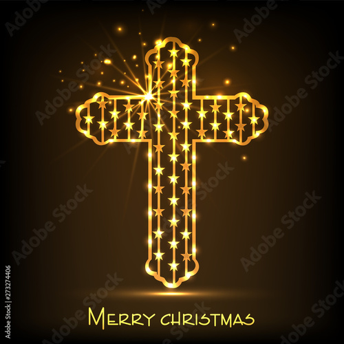 Merry christmas celebration with christian cross.