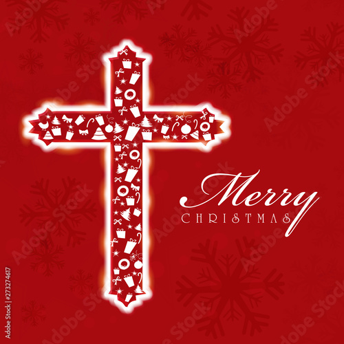 Merry Christmas celebration concept with cross.