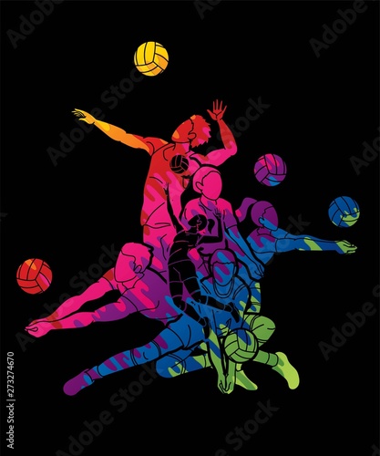 Volleyball sport action cartoon graphic vector