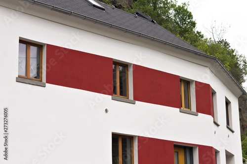 Red and white German house (Moselkern, Germany, Europe)