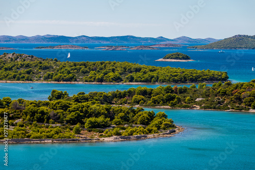 Fototapeta Naklejka Na Ścianę i Meble -  Yachting on the turquoise Adriatic, Murter, Dalmatia, Croatia