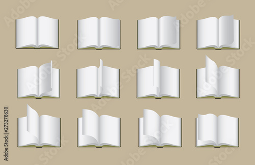 Book Page Flipping Animate Frame Vector Illustration