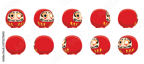 Daruma Animation Spinning Frame Sequence Vector Illustration