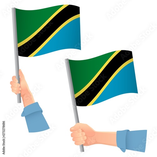 Tanzania flag in hand icon