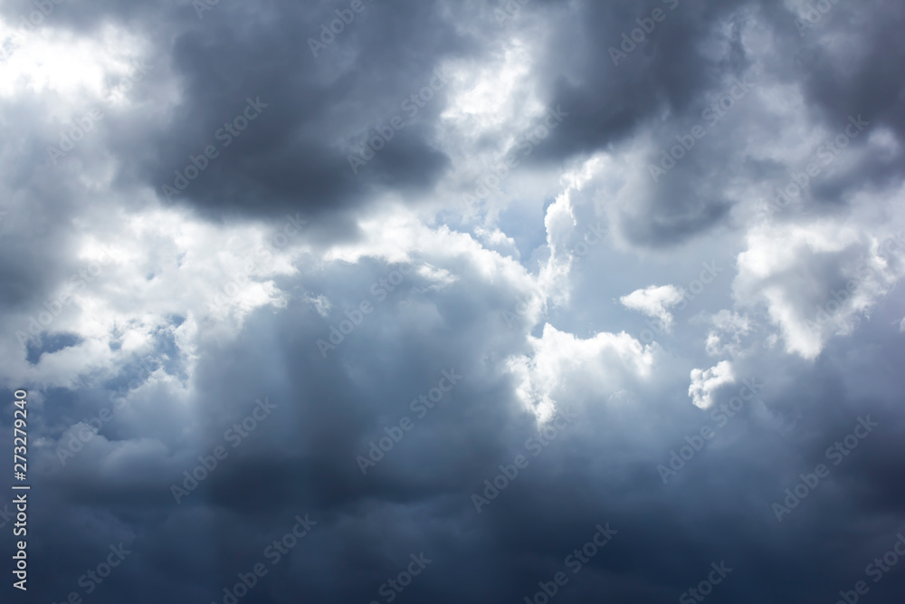 Fototapeta premium dark cloud with sun beam after hard storm