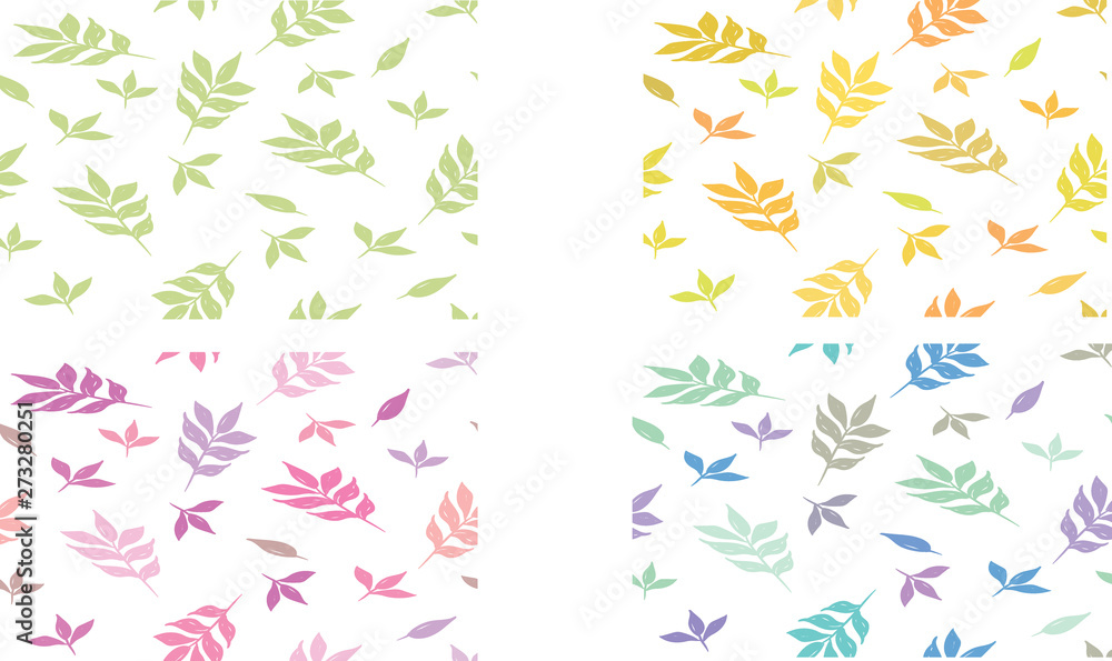 Set of seamless casual pattern with leaves