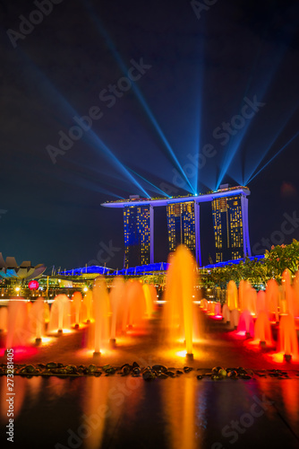 Photography Spectra Light and Water Show Marina Bay Sand Casino Hotel Downtown Singapore
