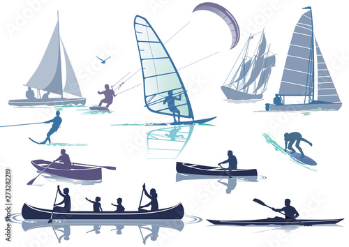 Freizeit auf dem Wasser, Wassersport – Vektor Illustration