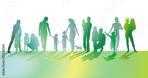 Familien mit  Kinder, Eltern und Freunde