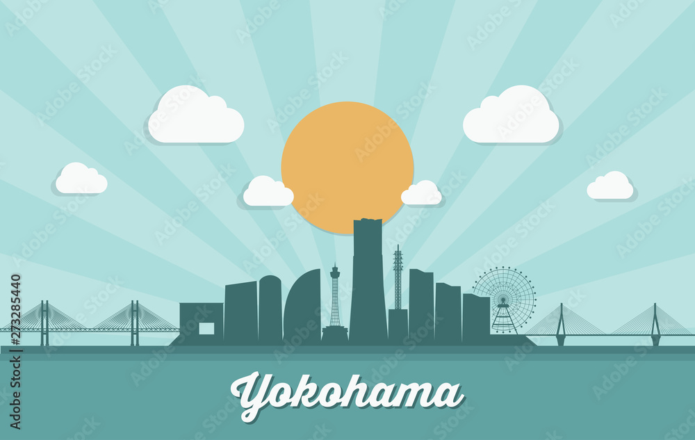 Yokohama skyline - Japan - vector illustration - Vector