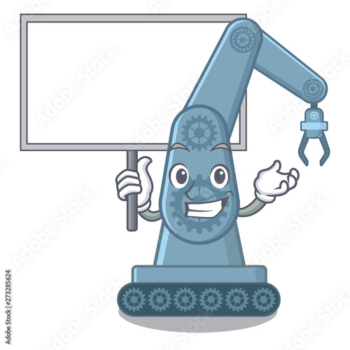 Bring board mechatronic robotic arm isolated on character