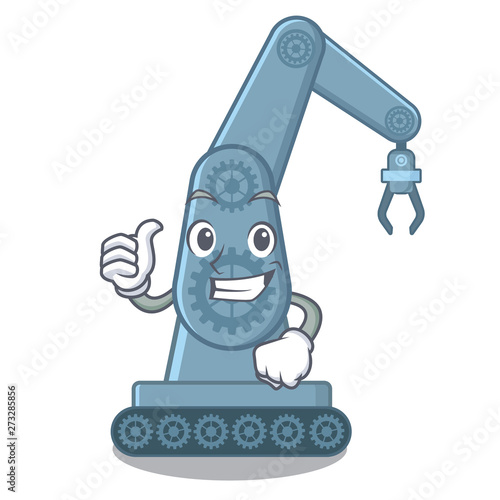 Thumbs up mechatronic robotic arm in mascot shape