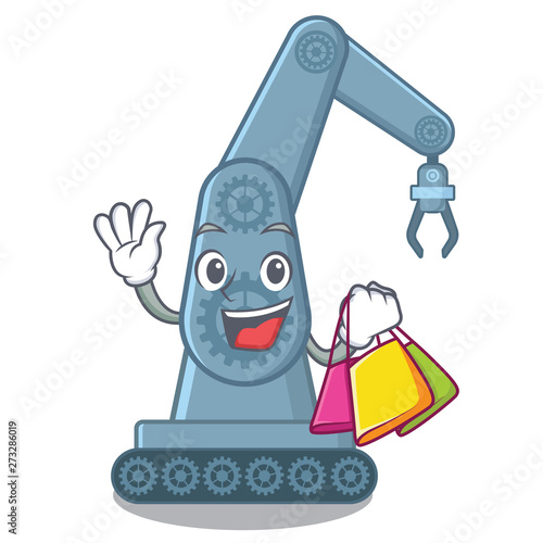 Shopping mechatronic robotic arm in mascot shape