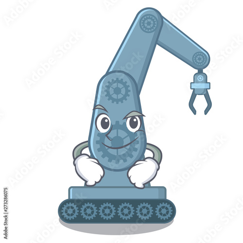 Smirking mechatronic robotic arm in mascot shape
