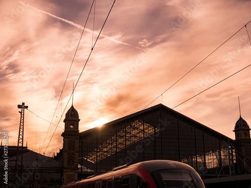 Rear view on the Nyugati Railway Station in Budapest
