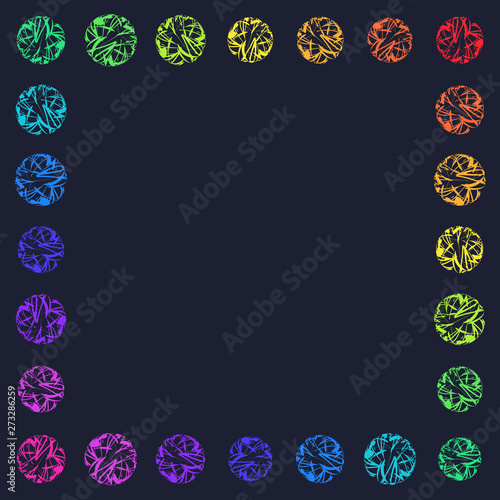 Bright Colorful Frame of Spheres on Dark Background.