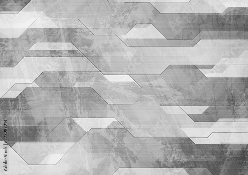 Abstract grey grunge tech geometric background