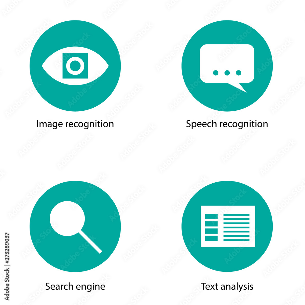 Artificial intelligence icons - cognitive services Artificial intelligence icons - cognitive services